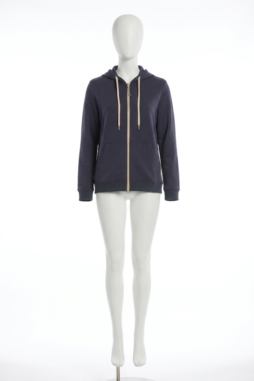 NEW TRIBAL techno lux textured mock neck zip cardigan in sapphire